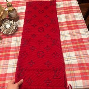 Louis Vuitton Red Monogram Knit Scarf